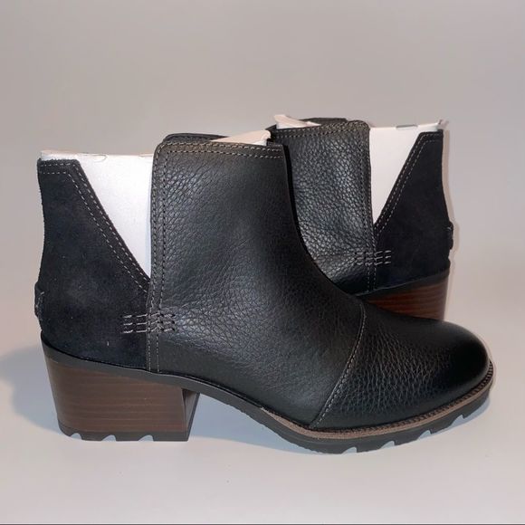Sorel Shoes - Sorel Cate Cut Out Ankle Boots Block Heel Black